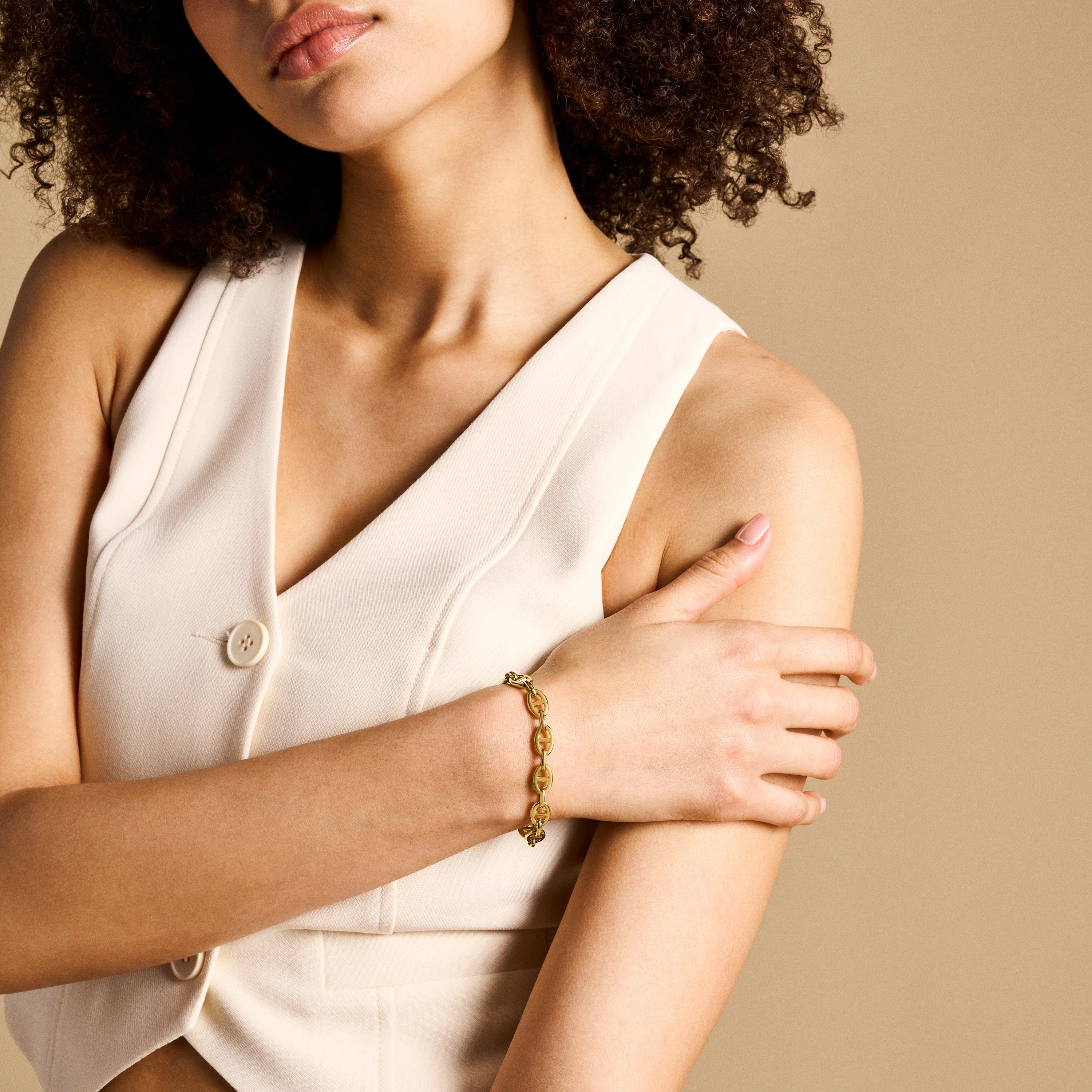 Heritage D-Link Gold-Tone Stainless Steel Chain Bracelet
