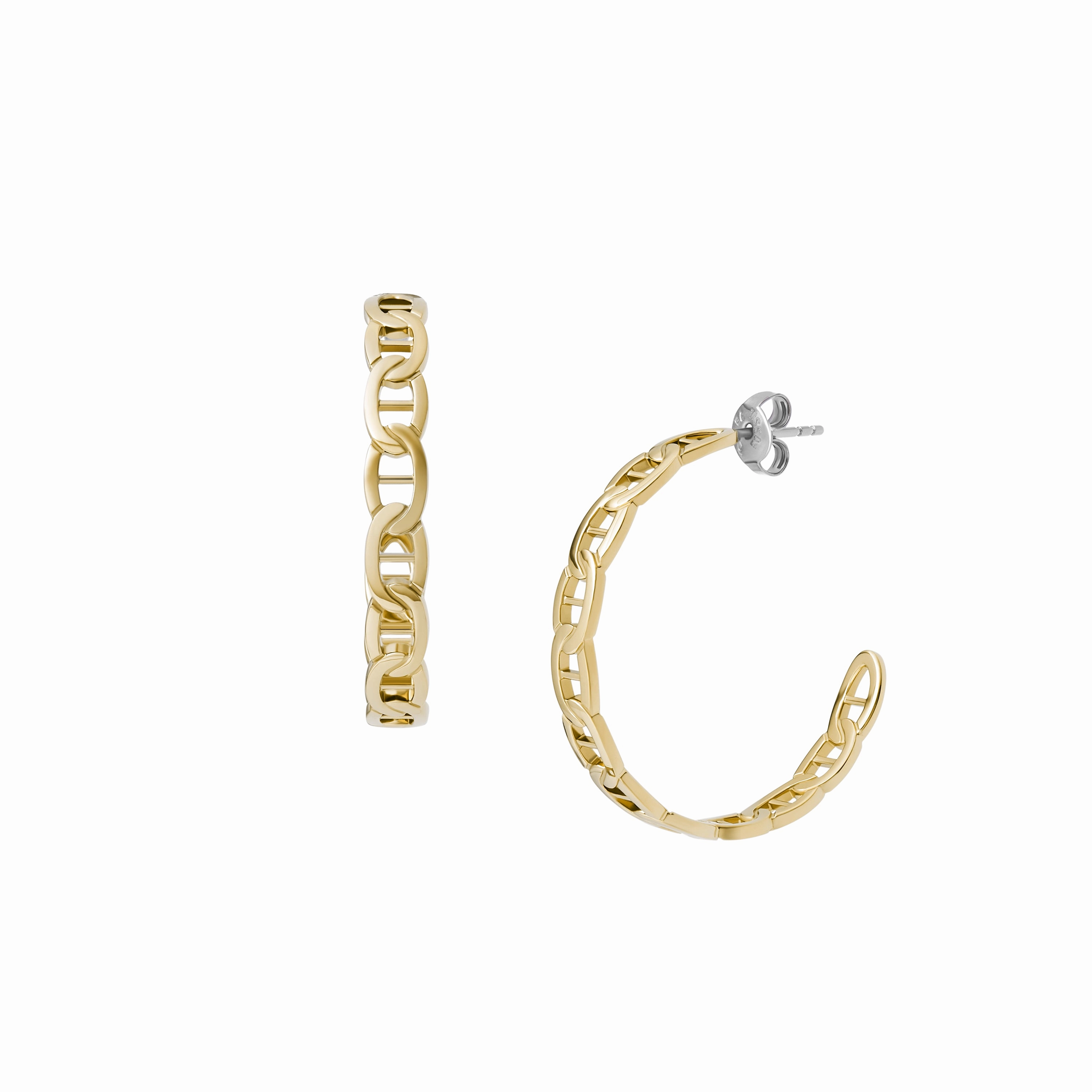 Heritage D-Link Gold-Tone Stainless Steel Hoop Earrings
