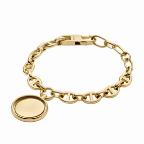 Heritage Legacy Charm Gold-Tone Stainless Steel Chain Bracelet fashion-jewelry  