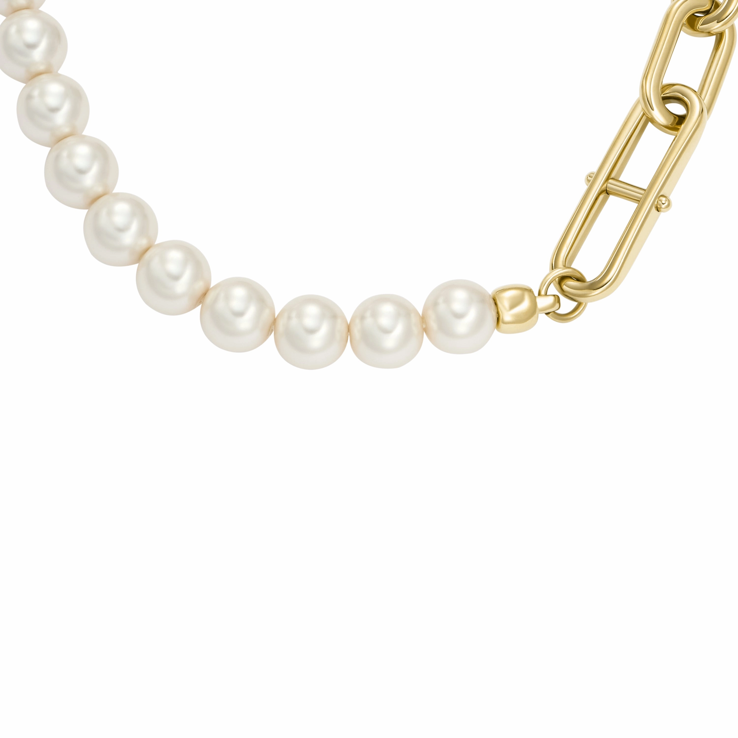 Heritage Pearl D-Link Gold-Tone Stainless Steel Chain Necklace