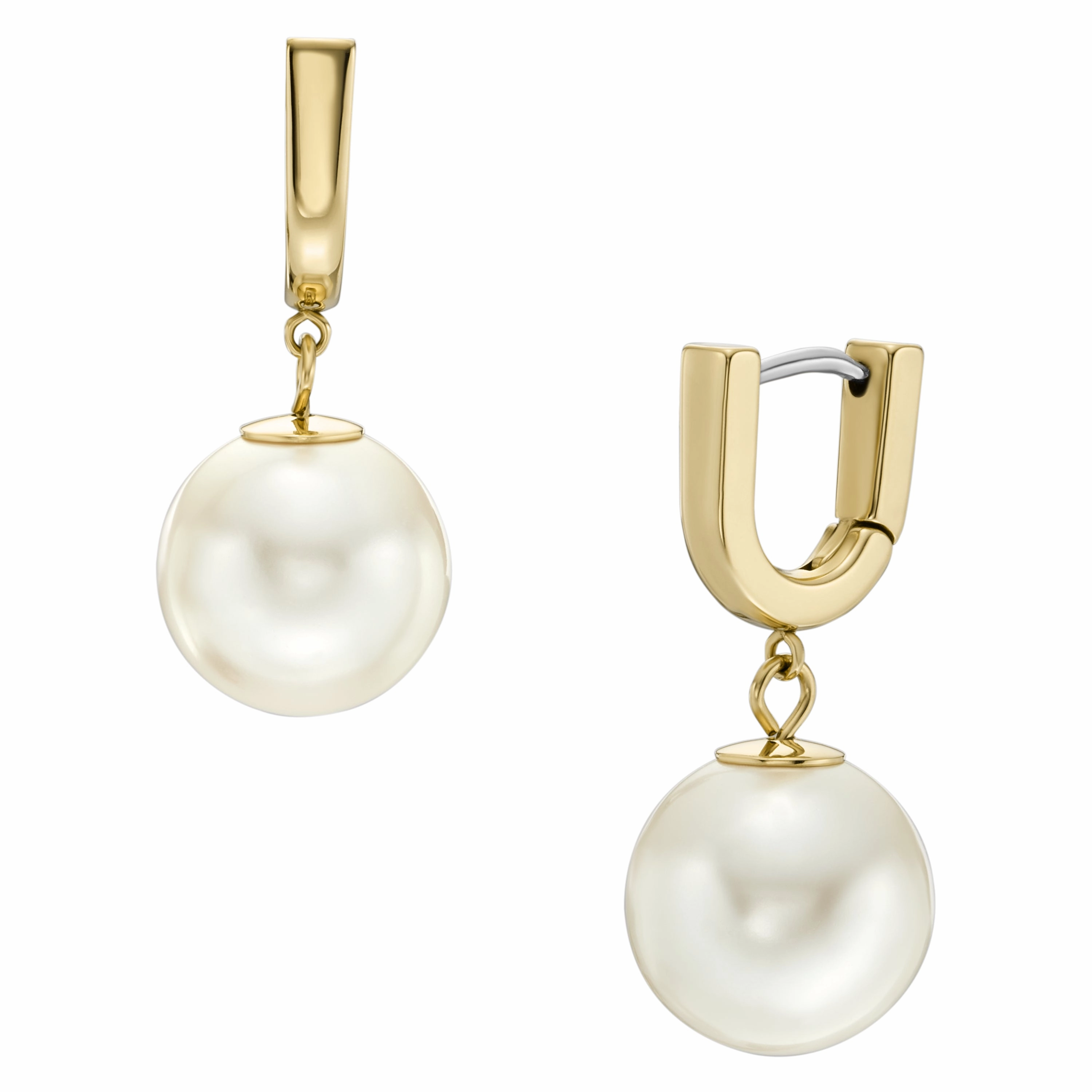 Heritage Pearl D-Link Gold-Tone Stainless Steel Hoop Earrings