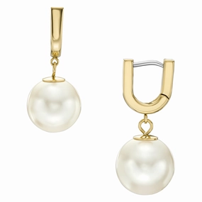 Heritage Pearl D-Link Gold-Tone Stainless Steel Hoop Earrings fashion-jewelry  