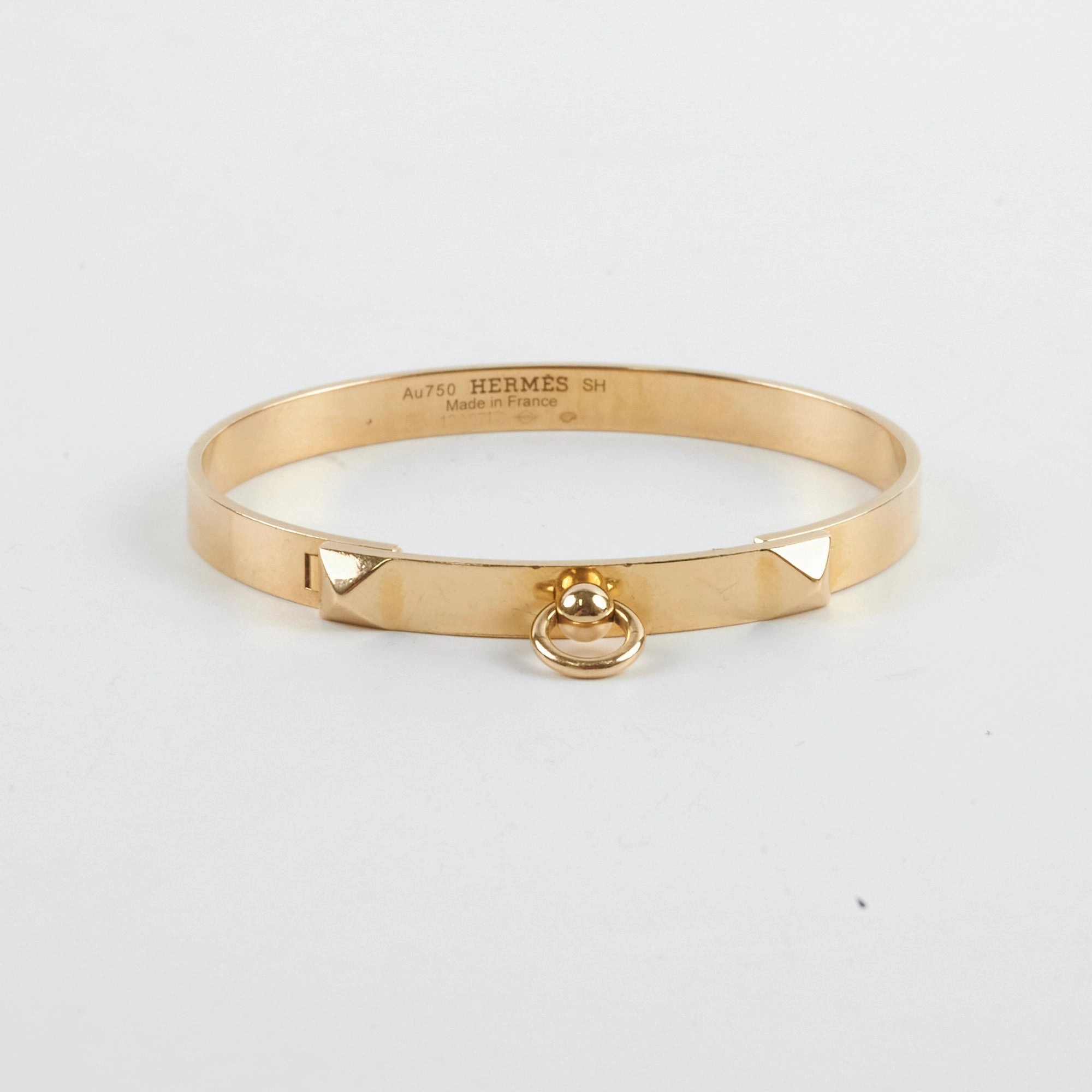 Hermes Collier De Chien 18k Yellow Gold Bracelet (Size SH)
