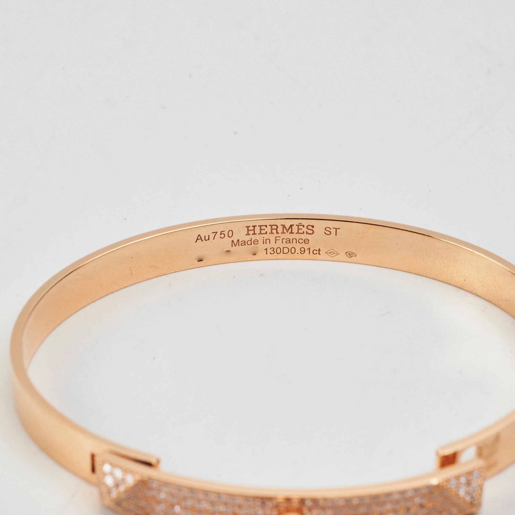 Hermes Collier De Chien Small Gold Diamond Bracelet