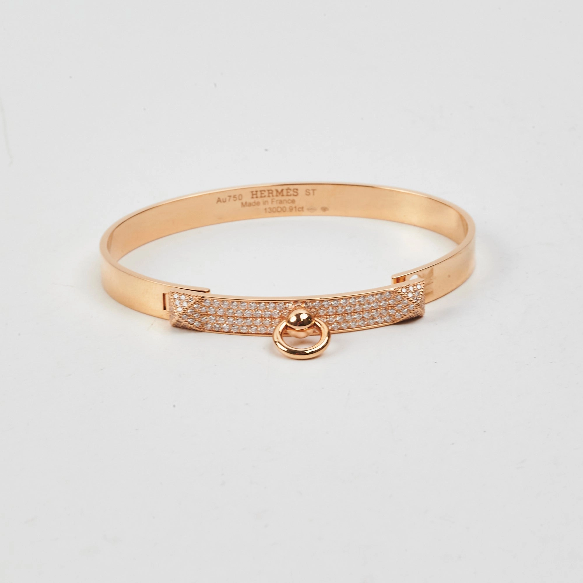 Hermes Collier De Chien Small Gold Diamond Bracelet