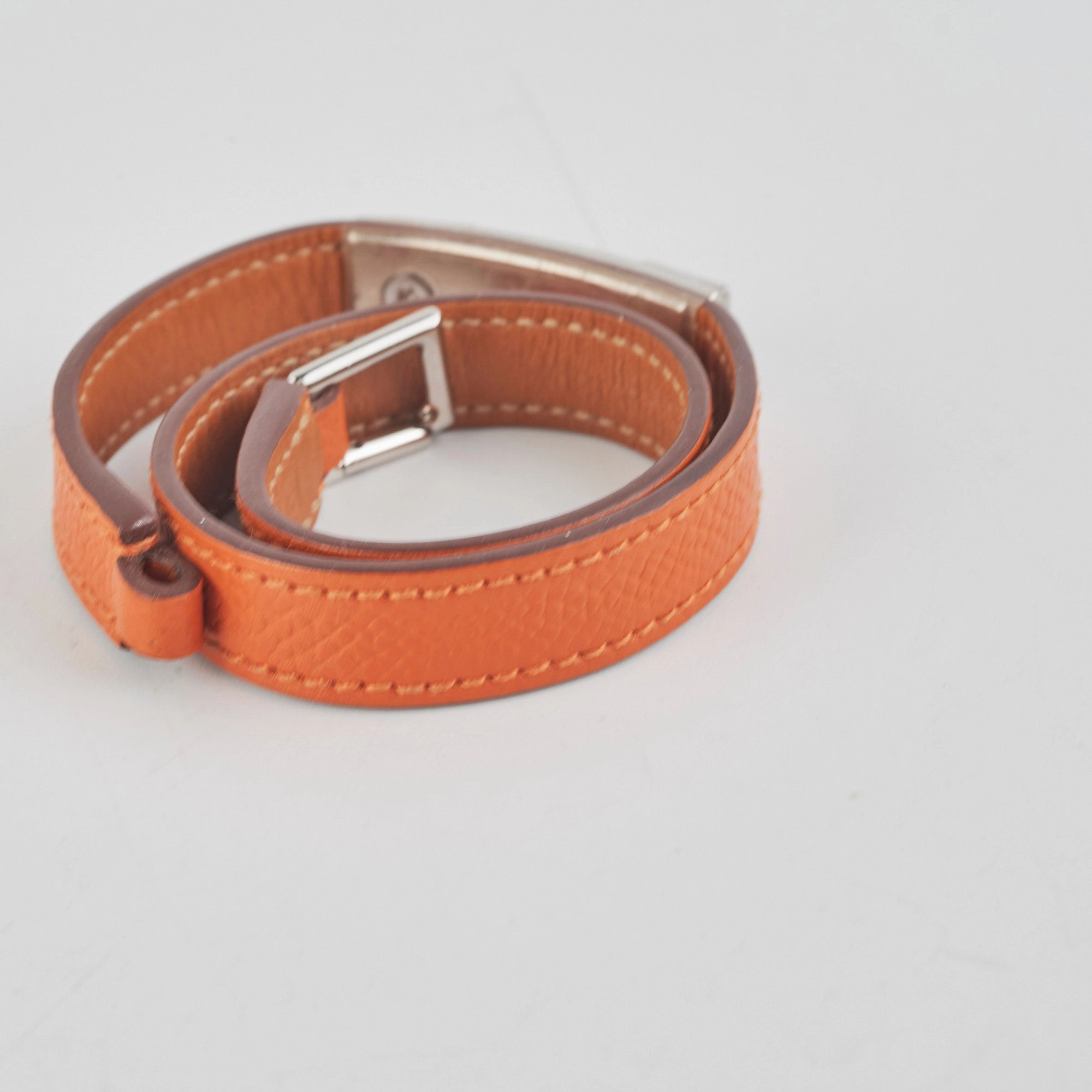 Hermes Double Rivale Orange Bracelet Size S