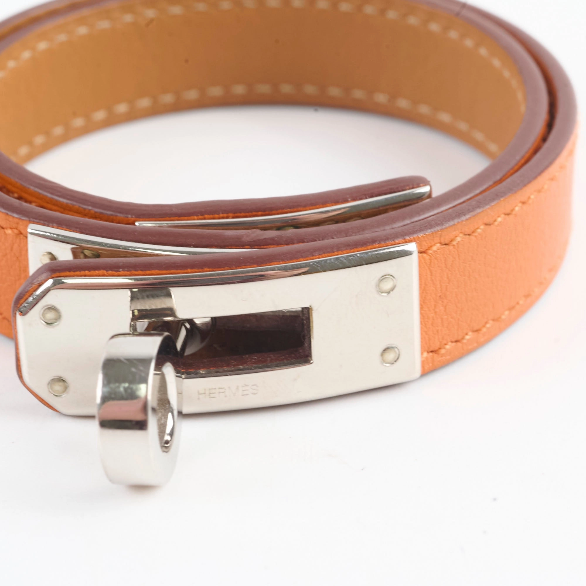 Hermes Kelly Double Tour Bracelet Orange Size S/T2