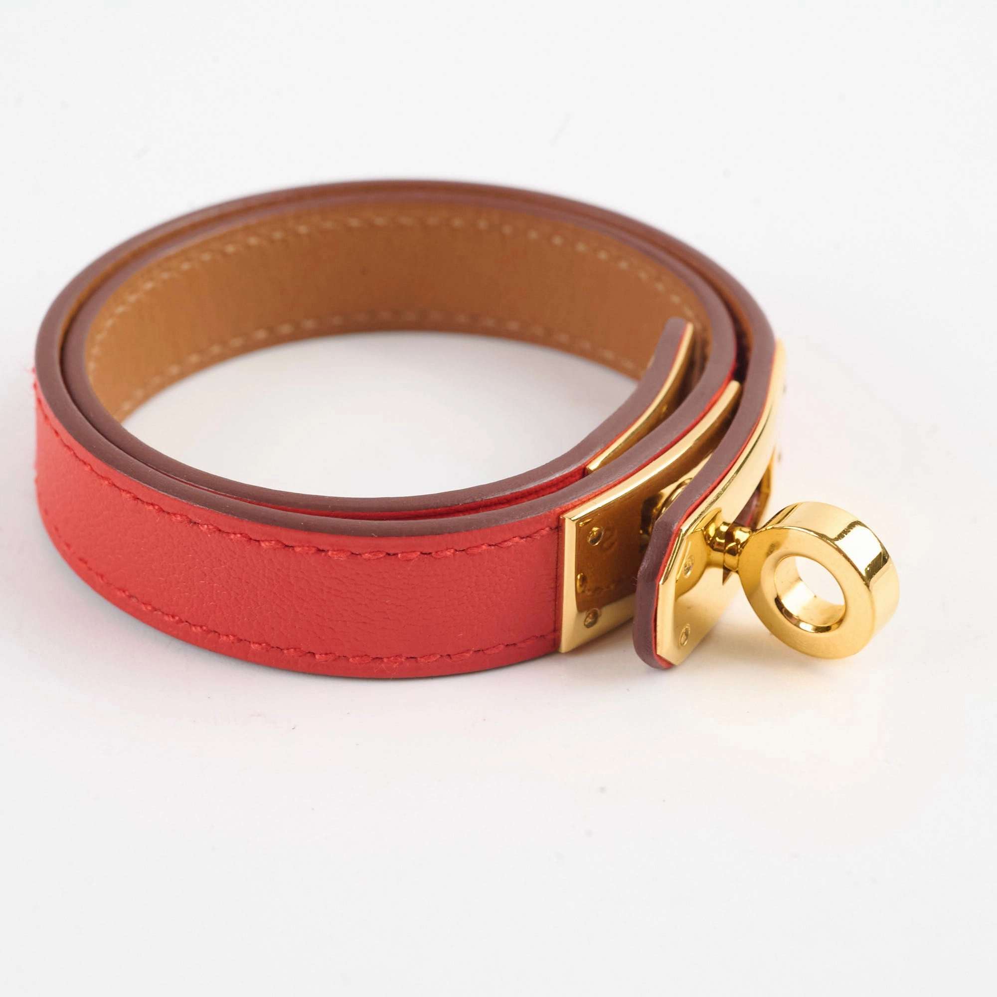 Hermes Kelly Double Tour Bracelet Red Size S/T2