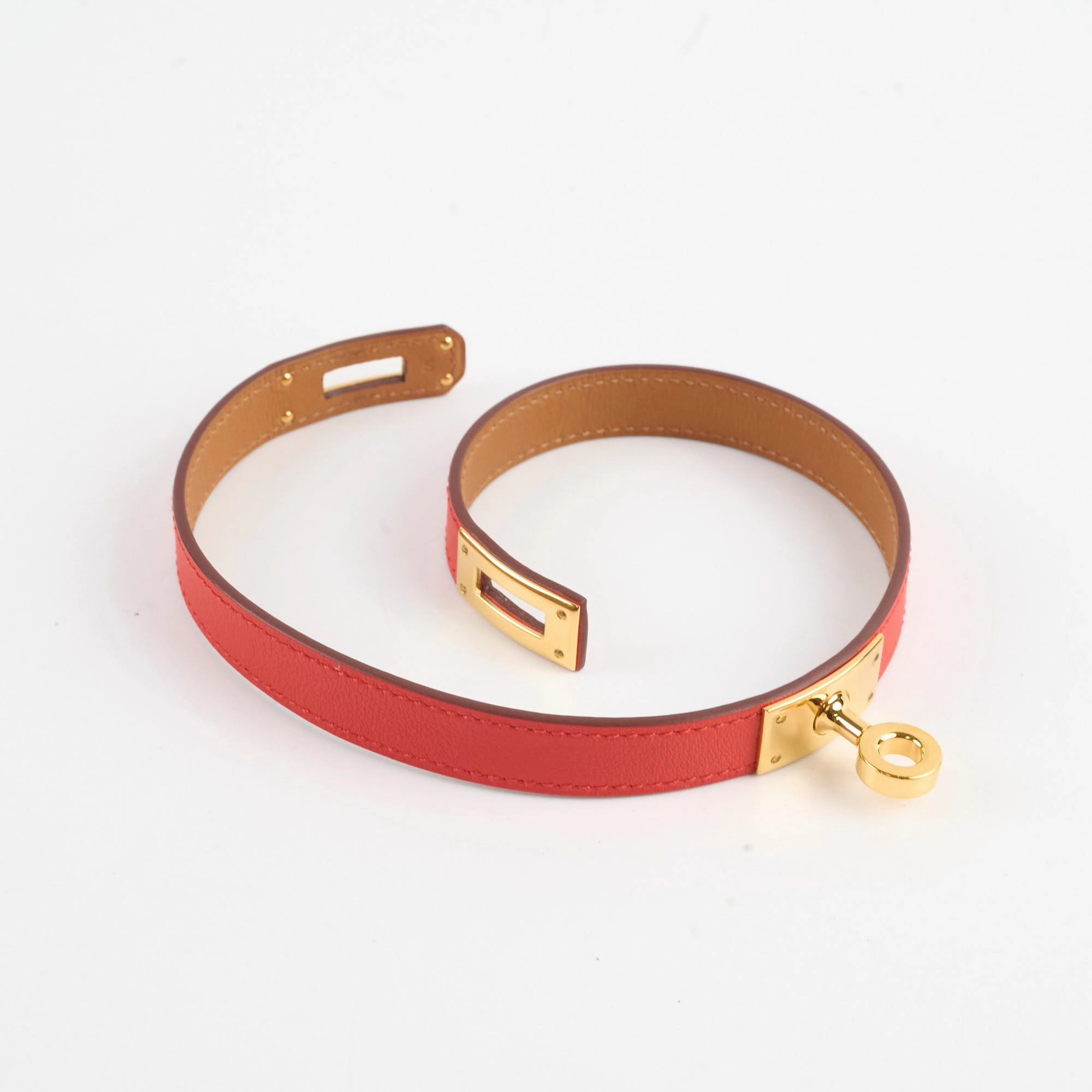 Hermes Kelly Double Tour Bracelet Red Size S/T2