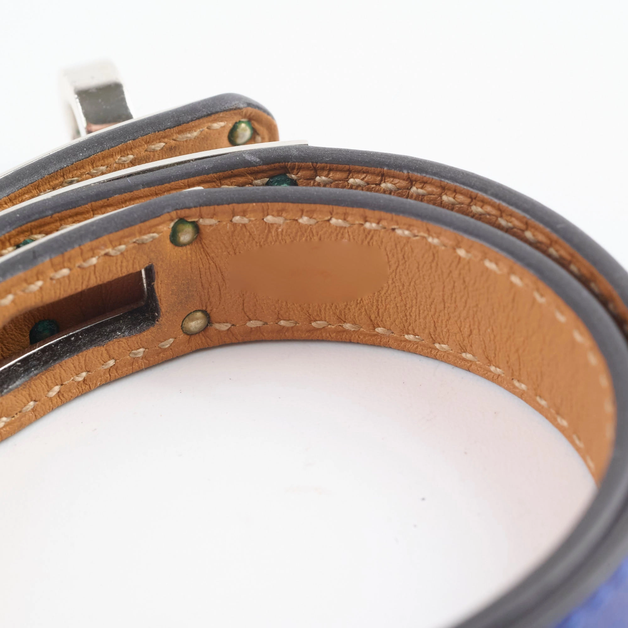 Hermes Kelly Double Tour Bracelet Size S/T2 Blue