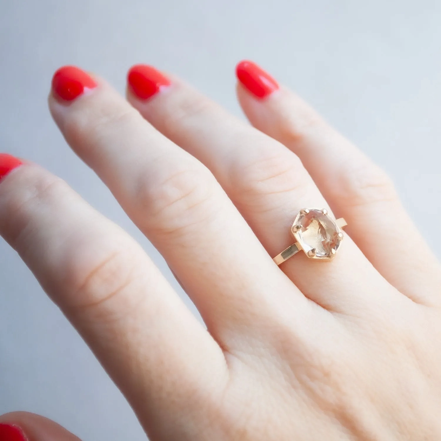 Hexagon Champagne Ring