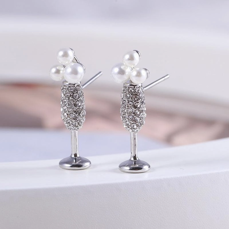 High Cup Earrings With Pearl Inlay Design