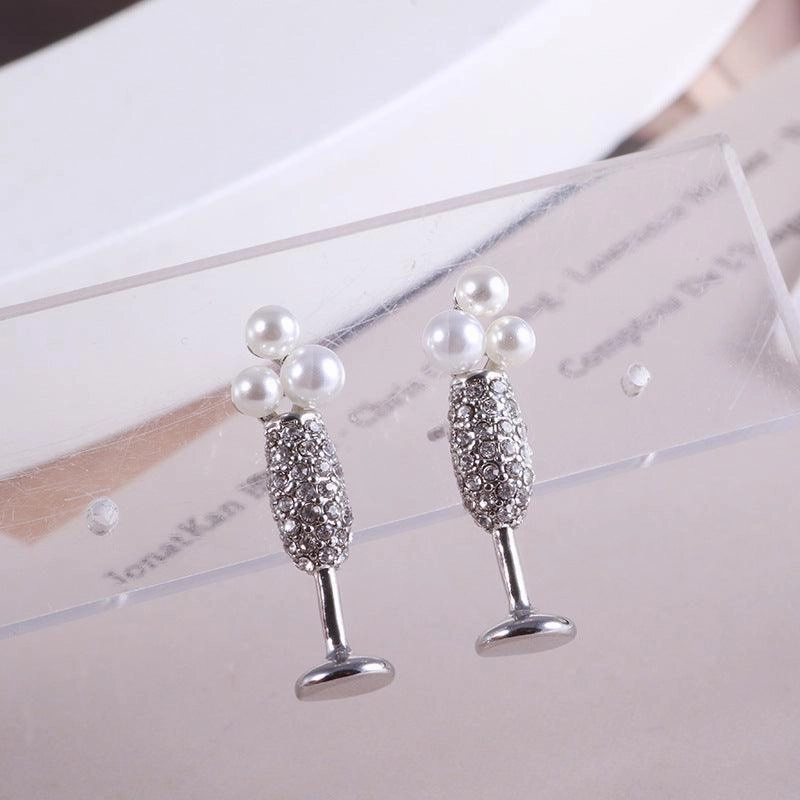 High Cup Earrings With Pearl Inlay Design