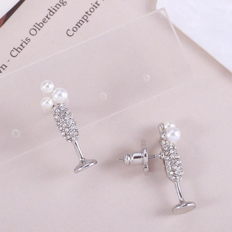 High Cup Earrings With Pearl Inlay Design