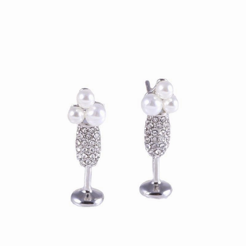 High Cup Earrings With Pearl Inlay Design