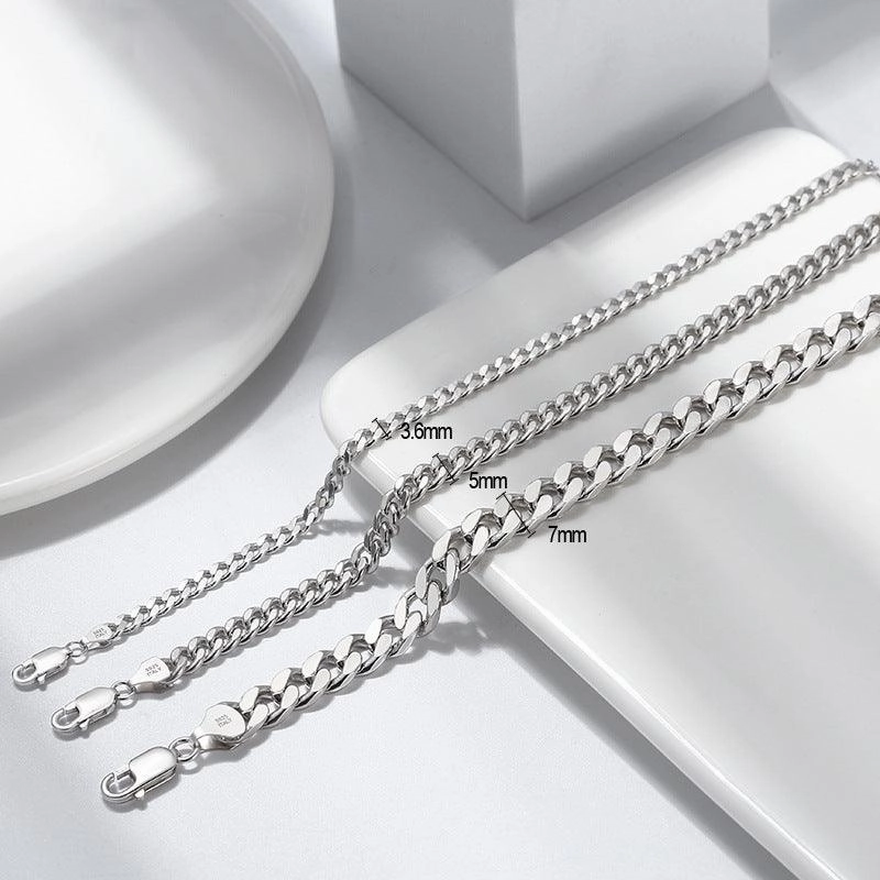 Hip Hop Cuban Chain S925 Sterling Silver Bracelet 