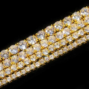 Hip Hop Spring Buckle Single Row Tennis Chain Bracelet 