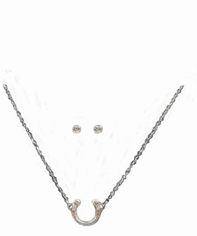 Horseshoe Necklace And Crystal Stud Earrings Set texture-rose-gold  