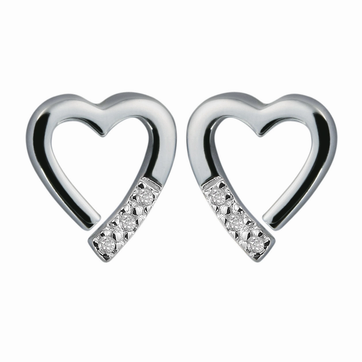 Hot Diamonds Romantic Silver Heart Earrings DE110 ear-earrings  