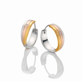 Hot Diamonds Sterling Silver Trio Hoop Earrings DE841 - Tri Colour ear-earrings  