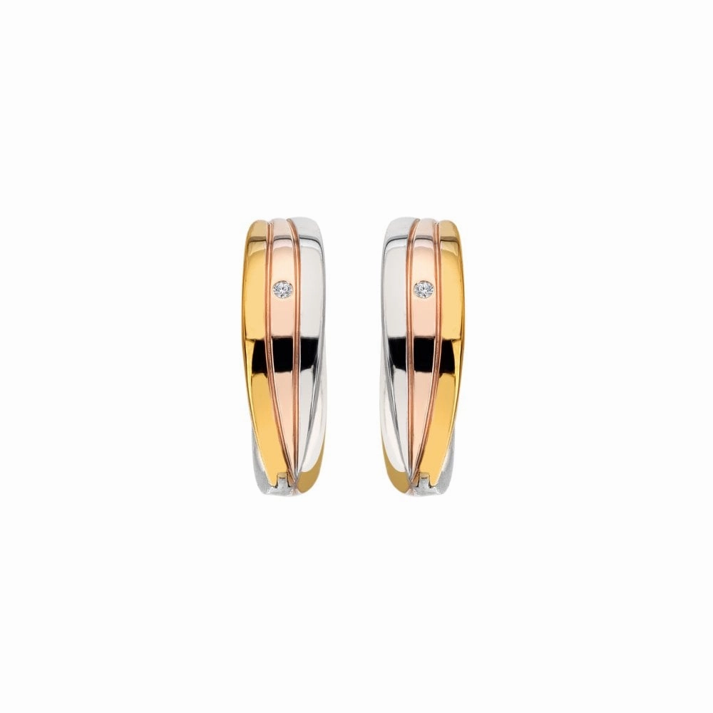 Hot Diamonds Sterling Silver Trio Hoop Earrings DE841 - Tri Colour