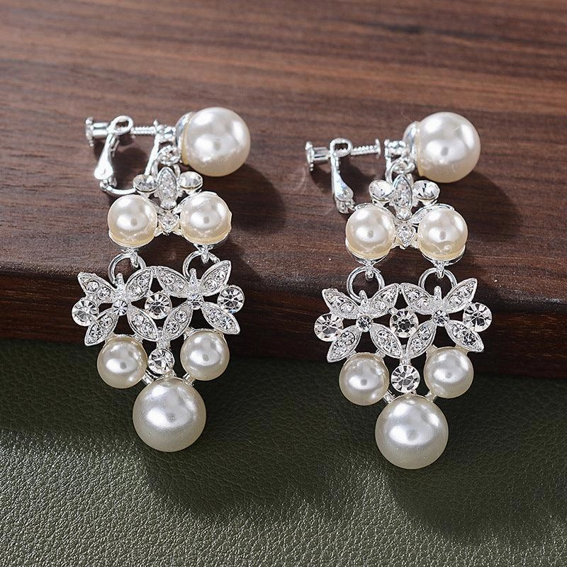Imitation Pearl Necklace Earrings Two-piece Set