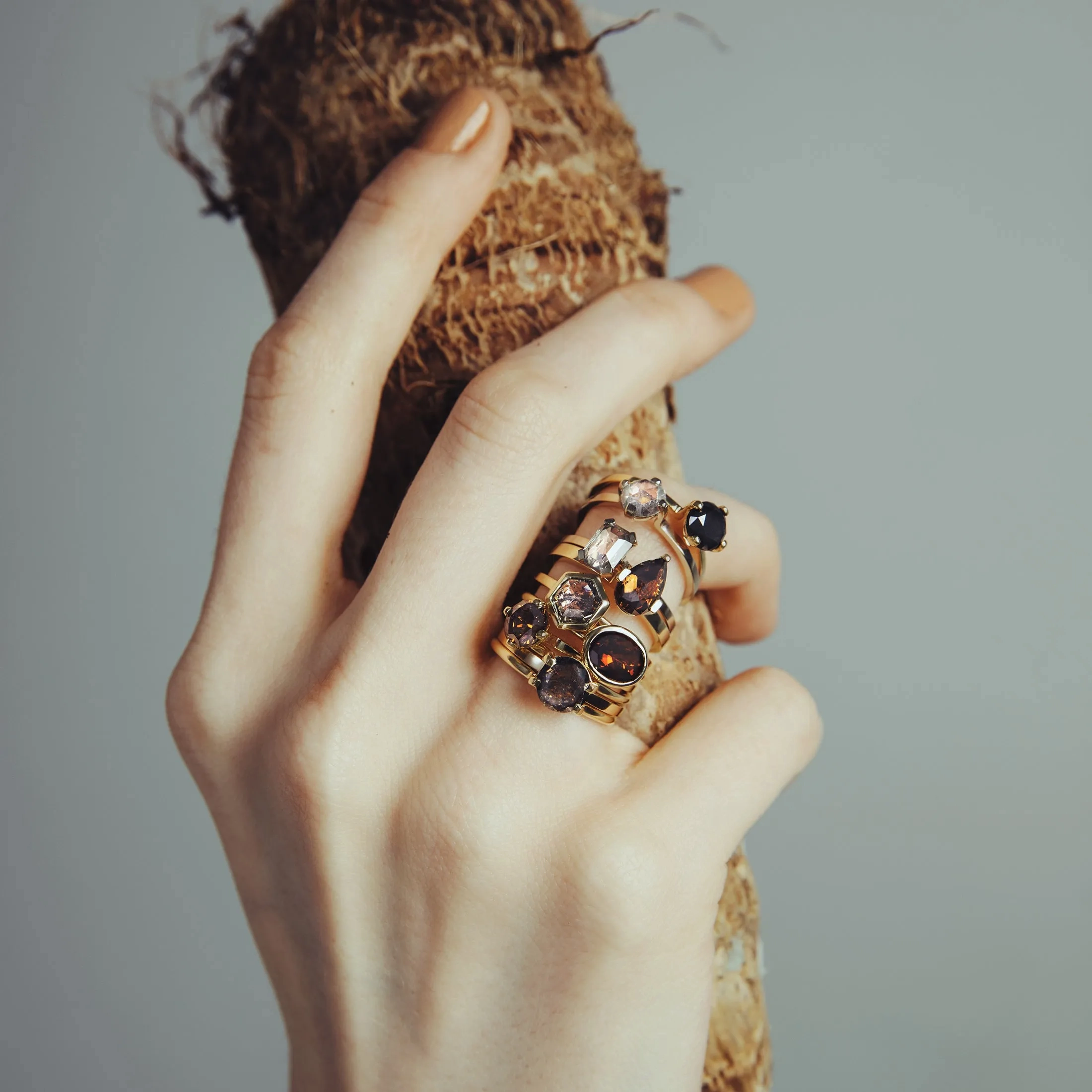 Inga Ring with Salt and Pepper Diamond in Gold