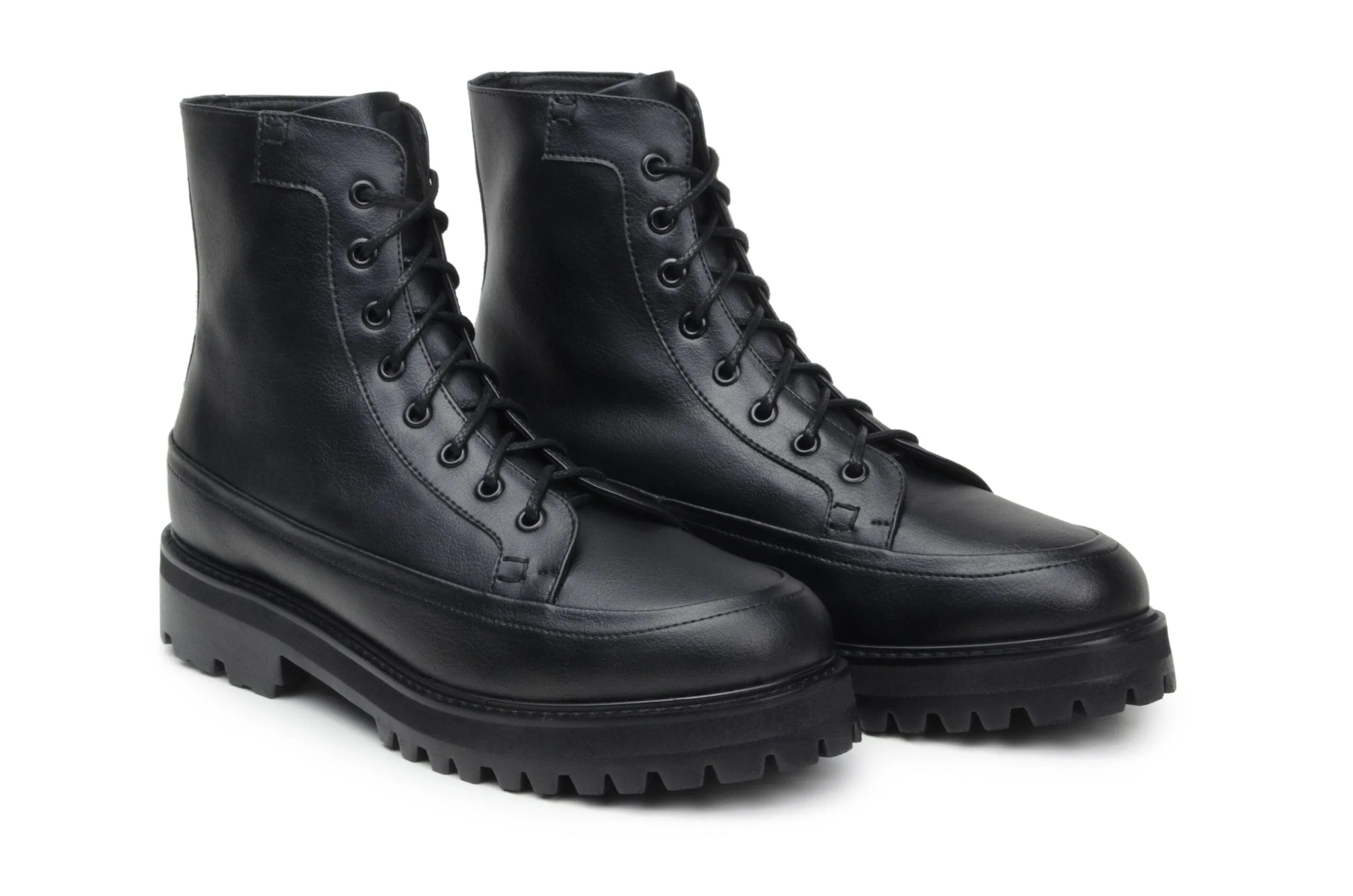 Ingmar Unisex Vegane Leder-Schnürstiefel | Schwarz