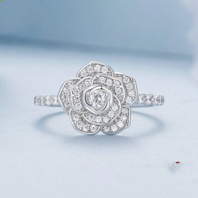 Inlaid Zircon Rose Wedding Ring Advanced Luxury Style Bracelet