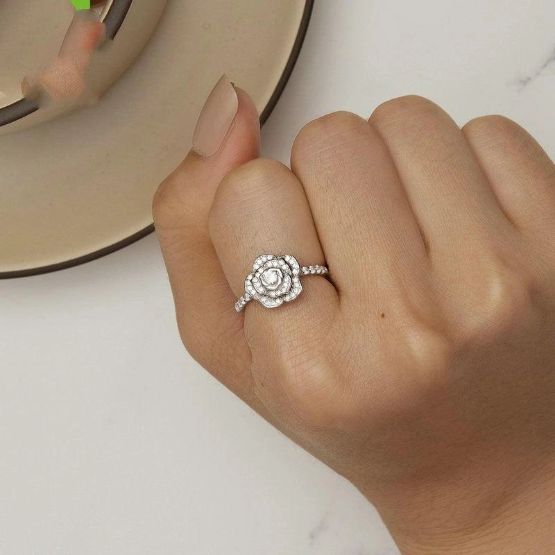 Inlaid Zircon Rose Wedding Ring Advanced Luxury Style Bracelet