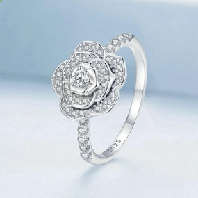 Inlaid Zircon Rose Wedding Ring Advanced Luxury Style Bracelet 