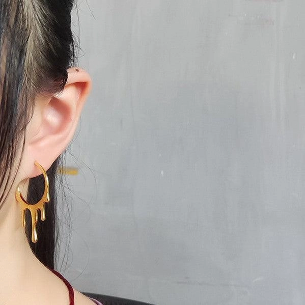 Irregular Water Drop Liquid Lava Sterling Silver Earrings