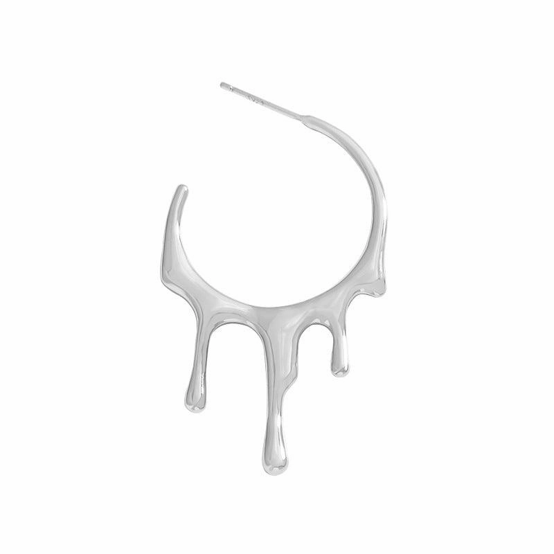 Irregular Water Drop Liquid Lava Sterling Silver Earrings
