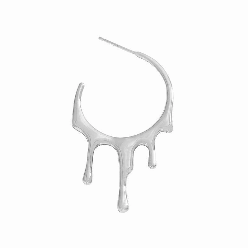 Irregular Water Drop Liquid Lava Sterling Silver Earrings