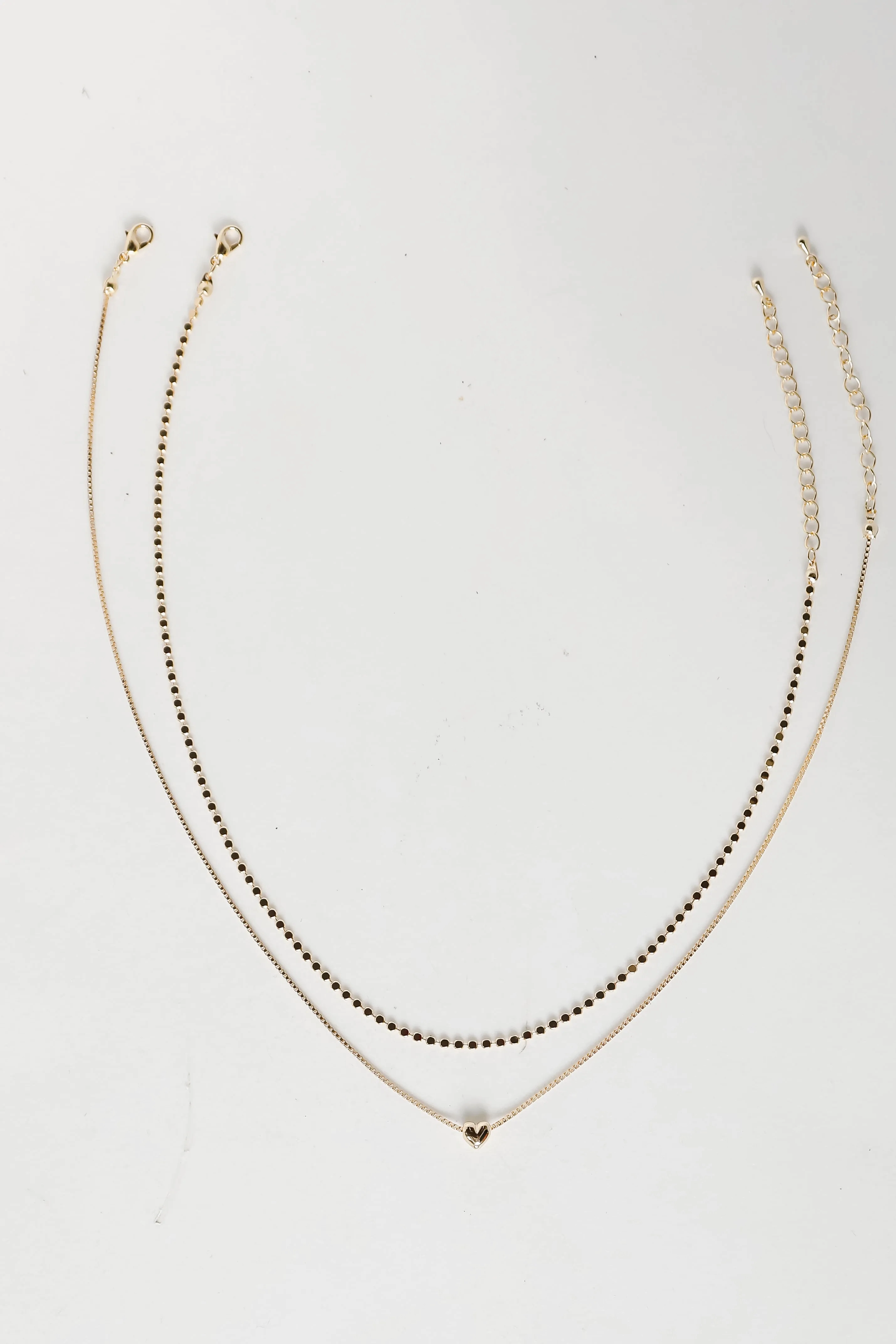 Isabella Gold Heart Charm Layered Necklace