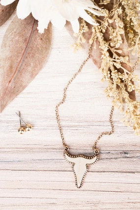 Ivory Addyston Steer Necklace and Earring Set texture-rose-gold  