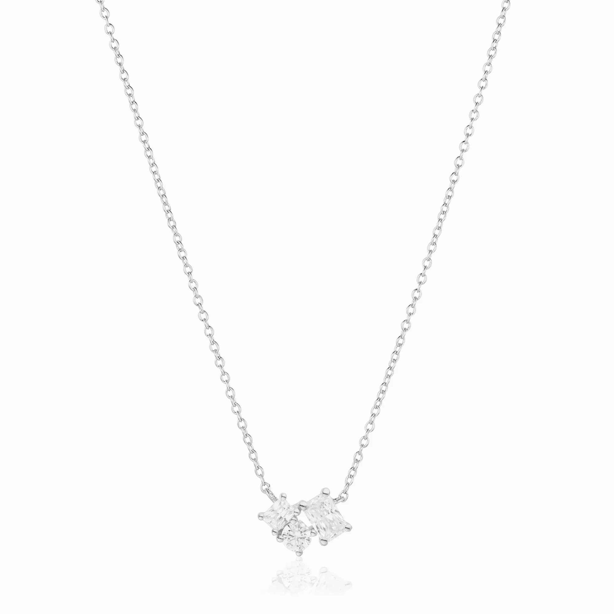 Ivrea Three Silver Necklace w. Zirconias