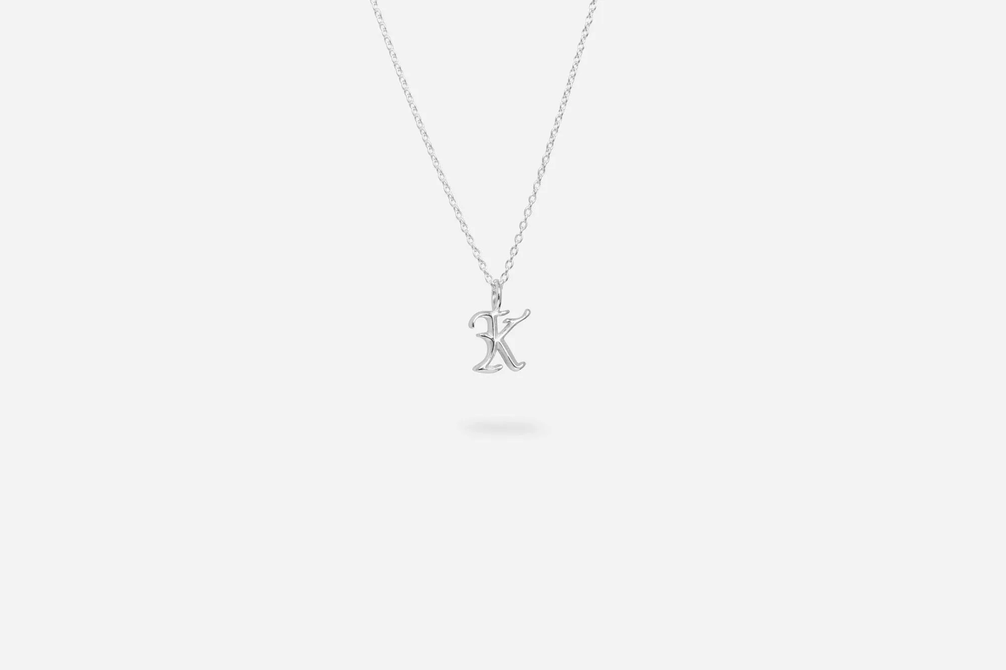 IX K Letter Silver Pendant