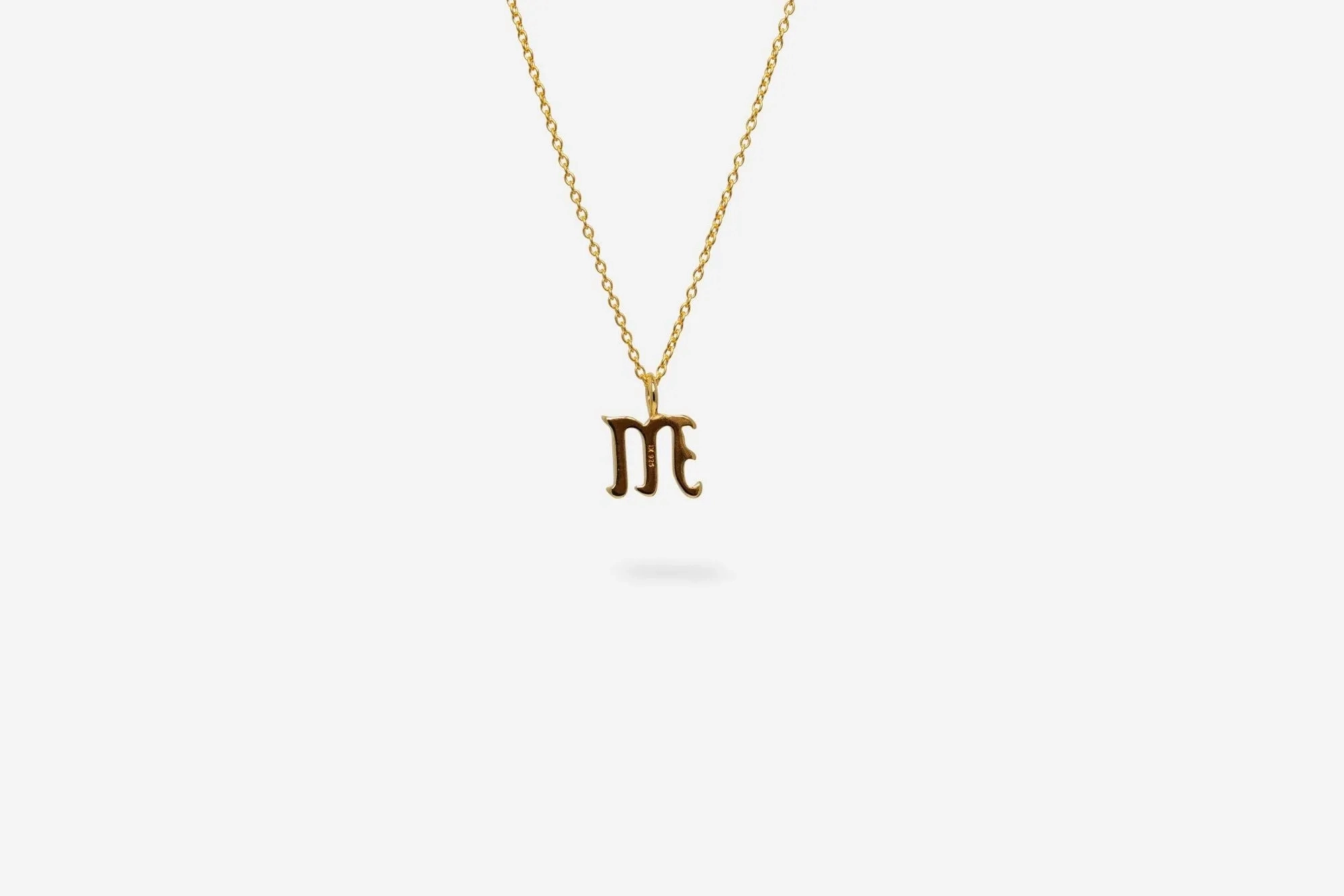 IX M Letter 22K Gold Plated Pendant