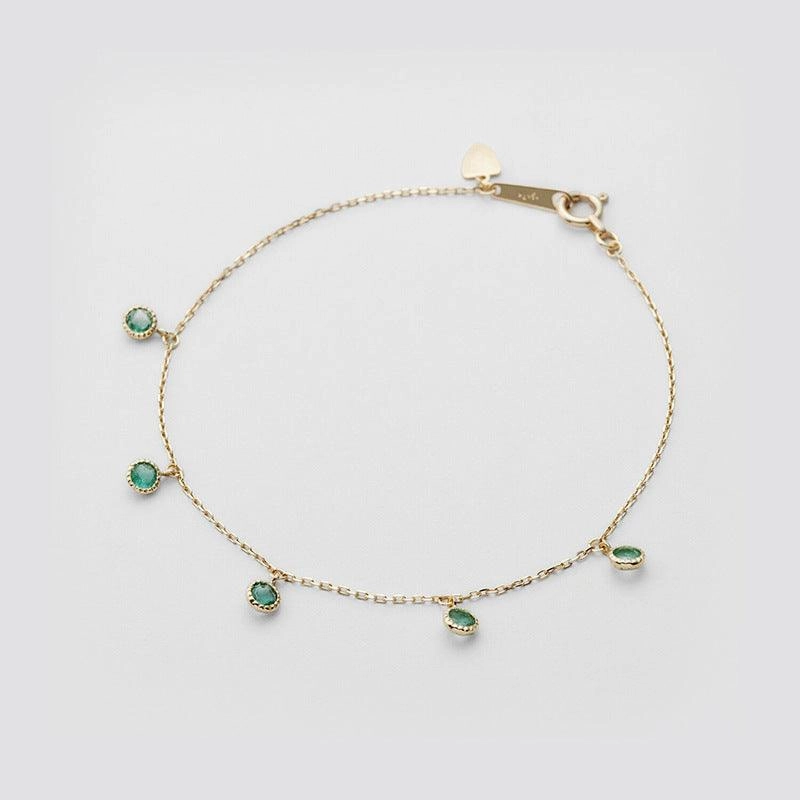 Japanese Retro Luxury S925 Silver Green Olive Bracelet 