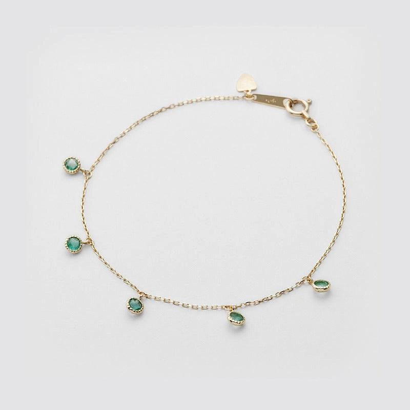 Japanese Retro Luxury S925 Silver Green Olive Bracelet 