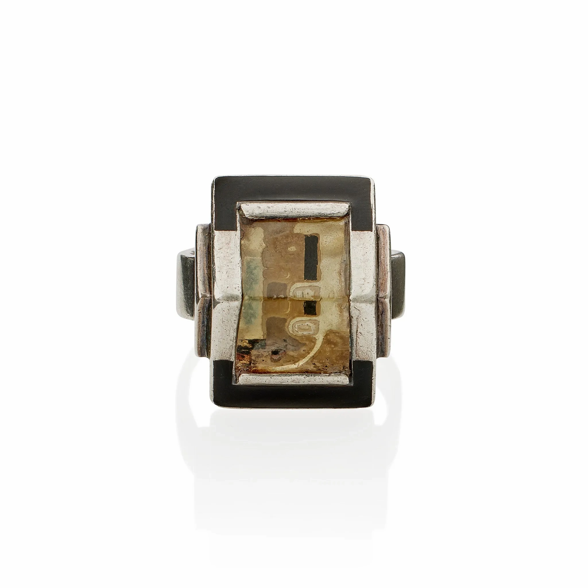 Jean Despr??s and ??tienne Cournault French Modernist &quot;Bijoux-Glace&quot; Ring