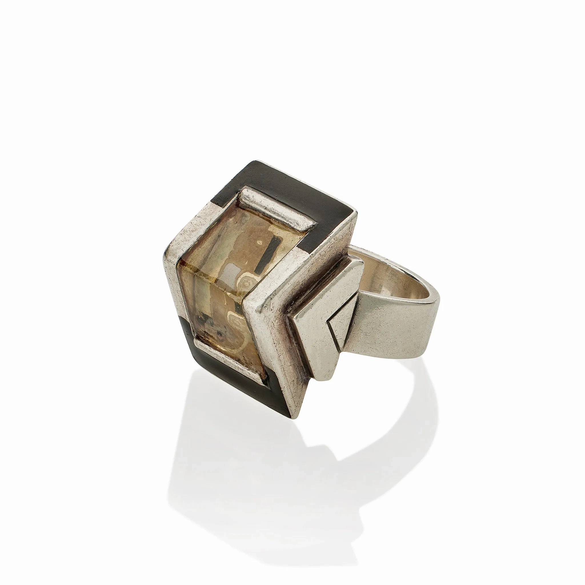 Jean Despr??s and ??tienne Cournault French Modernist &quot;Bijoux-Glace&quot; Ring