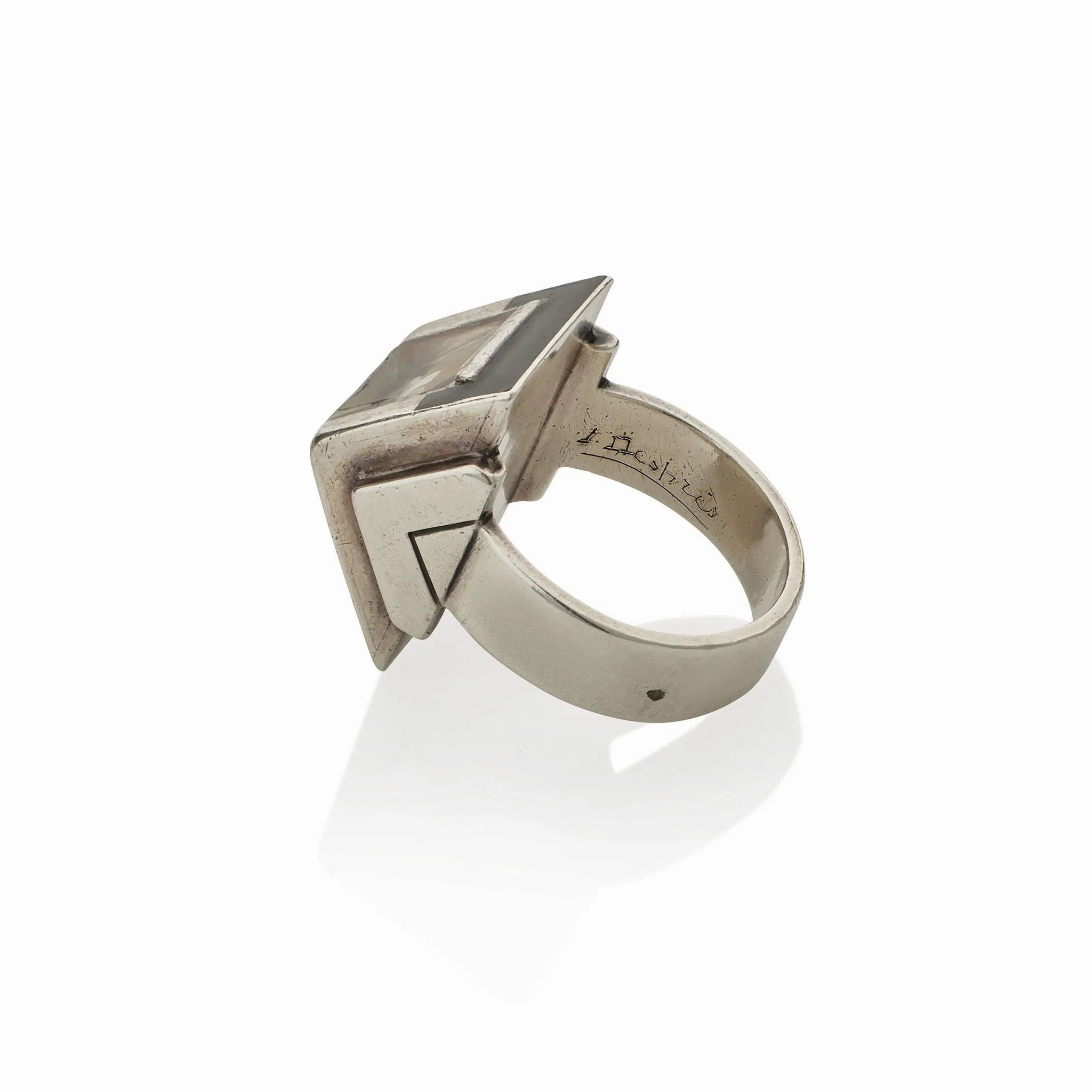 Jean Despr??s and ??tienne Cournault French Modernist &quot;Bijoux-Glace&quot; Ring