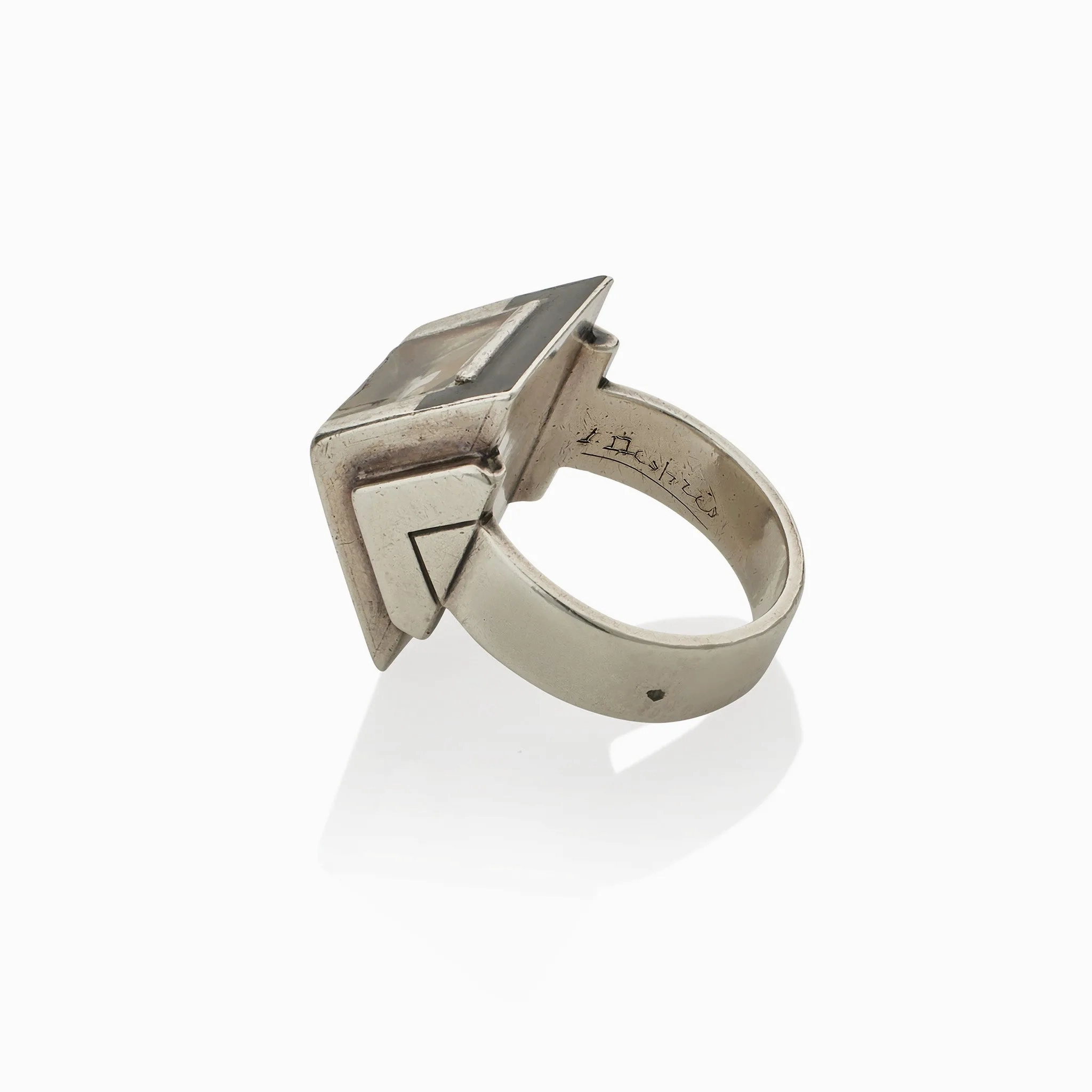 Jean Despr??s and ??tienne Cournault French Modernist &quot;Bijoux-Glace&quot; Ring