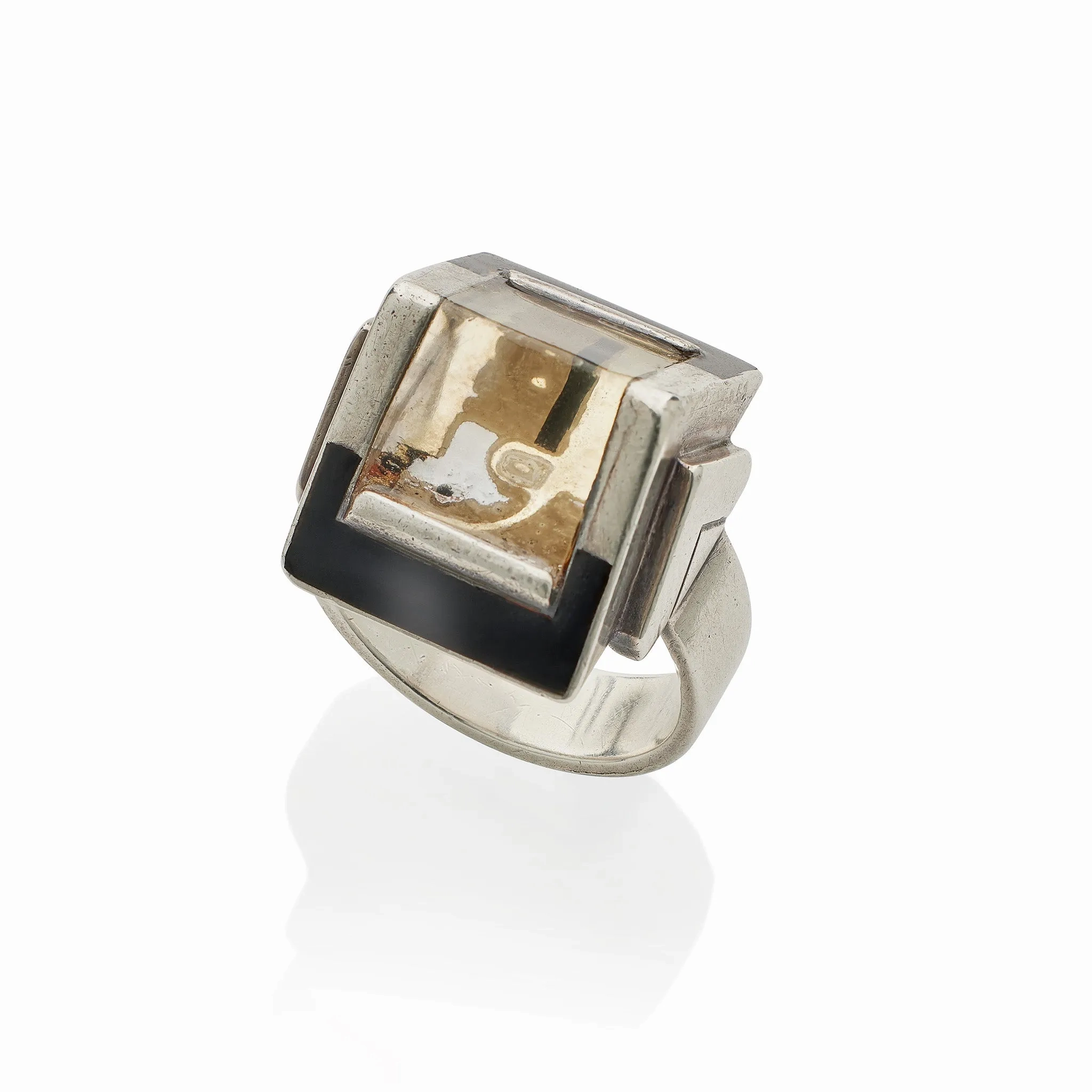 Jean Despr??s and ??tienne Cournault French Modernist &quot;Bijoux-Glace&quot; Ring
