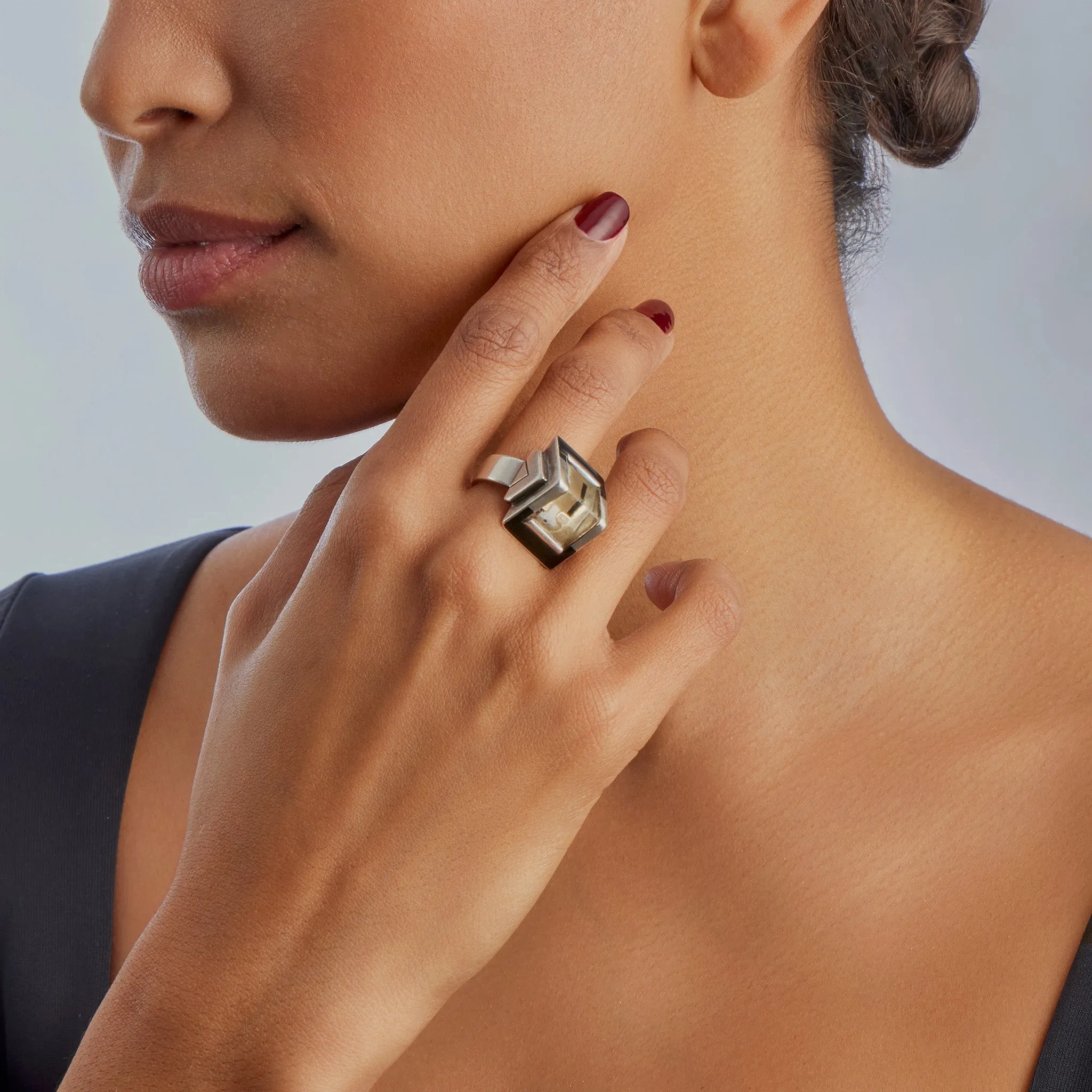 Jean Despr??s and ??tienne Cournault French Modernist &quot;Bijoux-Glace&quot; Ring