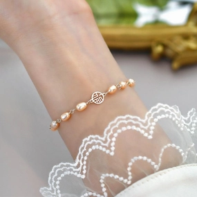Jewelry Women's Freshwater Pearl Bunny Bracelet 