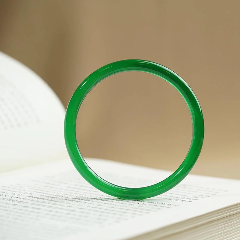 Jingle Bangle Female Natural Agate Chalcedony Bracelet Green Ice Seed Jade