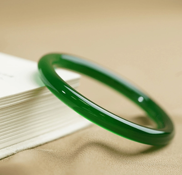 Jingle Bangle Female Natural Agate Chalcedony Bracelet Green Ice Seed Jade